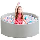 Zedachica Ball Pit for Toddlers 35.43''x11.81 Baby Ball Pits Soft Memory Foam Ball Pit Round Kids Ball Pit Indoor Game Kids Play Ball Pool Ideal Gift for Girls and Boys (Grey, NO Balls)