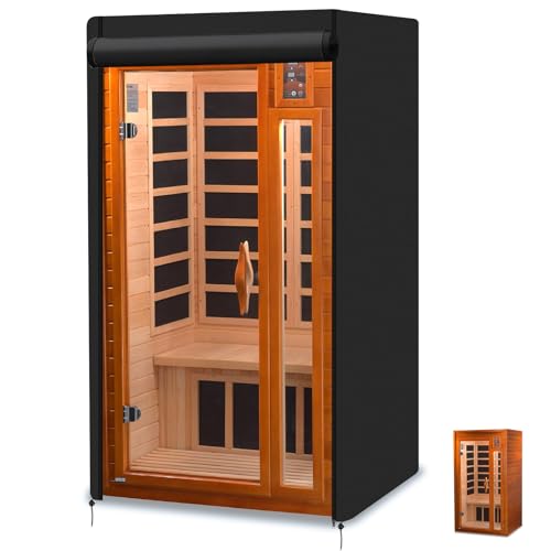 JPURXC Outdoor Sauna Cover/Wood Sauna Cover, Upgraded 600D Heavy Duty Oxford Cloth Infrared Saunas Room Cover,UV Protection & Windproof, Waterproof Sauna Room Cover Replacement (49"x43"x75")