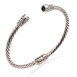 NOVICA Blue Topaz End Cap .925 Sterling Silver Spiral Hinged Cuff Bracelet 'Spiral Temple'