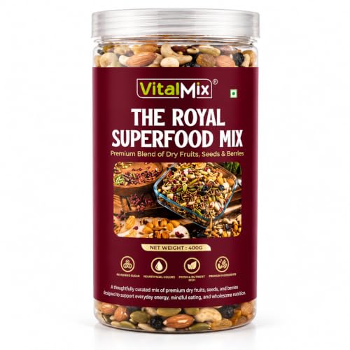 Vitalmix The Royal Superfood Mix 200g | Premium Roasted Dry fruits & Seeds mix | 12+ superfoods | No added sugar | Healthy Energy Snack | Natural, Nutritious & Keto friendly
