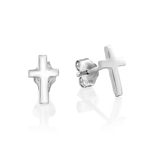 Dainty sterling silver cross stud earrings