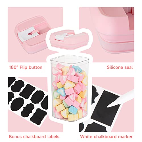 U-Qe Airtight Food Storage Containers -6 Piece Bpa Free Clear Plastic Airtight Containers With Easy Lock Lids For Kitchen Pantry Organization And Storage - Sugar, Flour, Cereal, Labels & Marker #TOP2