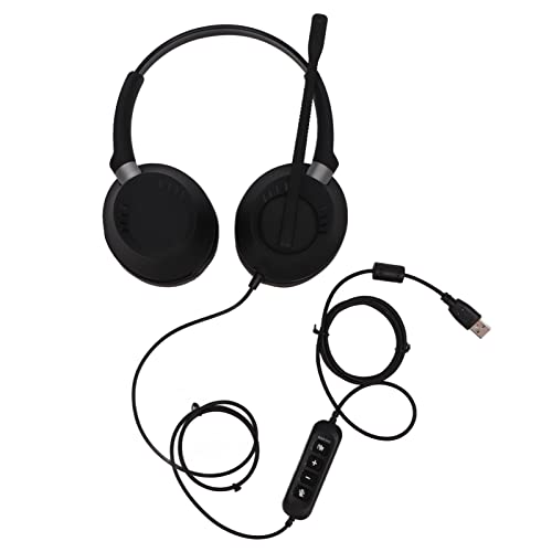 VETESHENM Auriculares USB para Juegos con micrófono, Auriculares para computadora de PC, Ajuste de Volumen con cancelación de Ruido para comunicación de Juegos, Auriculares binaurales con