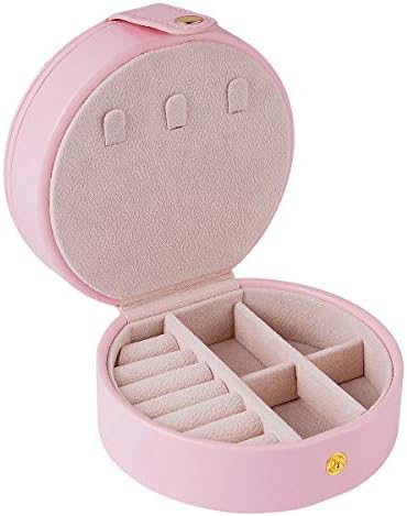 TKING Jewellery Box, Faux Leather Travel Jewellery Box 2 Layers Organiser Display Storage Case with Mirror Gift Box Small Size