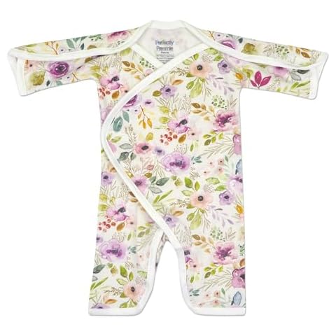 Perfectly Preemie Long-Sleeve Open-Shoulder Ultra Soft NICU Jumpsuit (Luna, Preemie) Cover