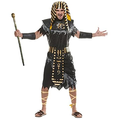 Snailify Men's Ancient Egyptian Costume Emperor Pharaoh Costumes Historical Fancy Dress Outfit Black Gold XL Cover