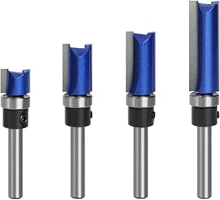4Pcs Pattern Flush Trim Router Bits Set 1/4 Inch Shank, Bottom Bearing Pattern Router bit Set, 1/2" Cutting Diameter Flush Trim Cut Router Bits Template Guide Woodworking Milling Cutter Tool