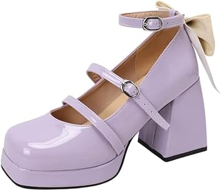 JKaur® Women’s Sandal Thick Bottom Heel Patent Leather PU Upper Soft Rubber | Purple - 48 Price In India