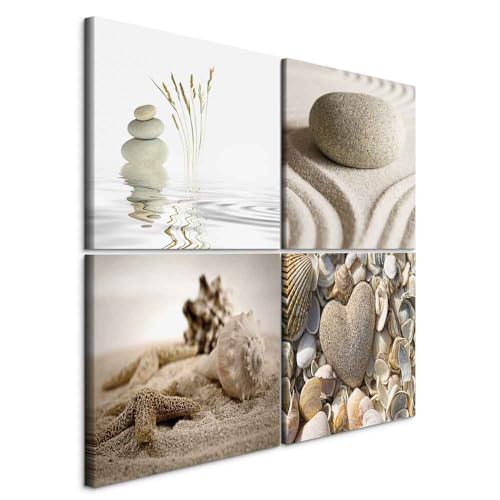 murando - Quadro Spa Zen 40x40 cm Set di 4 Pezzi - Stampa su Tela Canvas - Quadri Componibili Moderni Soggiorno Grandi - Murale Arte Decorazioni da Parete Decori - Natura Spiaggia Mare 9060093