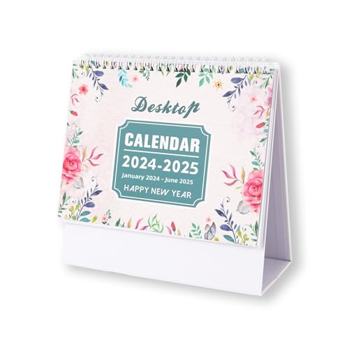 2024-2025 Desk Calendar Monthly Desktop Calendar with Thick Paper 19 Months Calendar from January 2024 to July 2025 Flip Over Calendar Standing Calendar with To Do Lists 20.5 x 20.5cm (White)