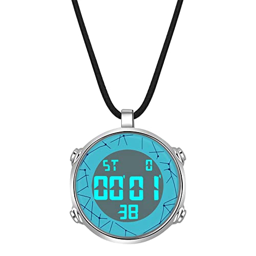 JewelryWe Collier Montre de Poche Homme Femme Pratique Tendance Électronique Affichage Numérique Surface Brillant Argent Cas Cuir Corde (Style C) …