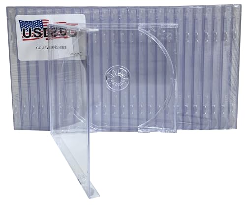 USDISC CD Jewel Cases Standard 10.4mm Single 1 Disc Clear Pack of 100