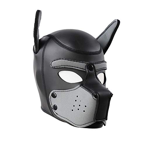 Afus Puppy Mask Dog Mask Adult Cosplay Full Mask with Ear (Gray XL)