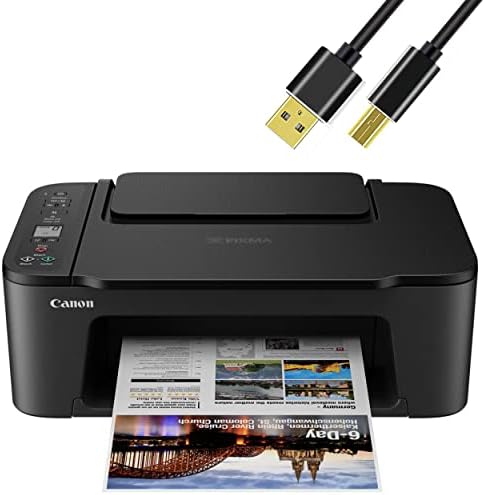 Canon Wireless Inkjet All-in-One Printer with LCD Screen Print Scan and Copy, Built-in WiFi Printing from Android, Laptop, Tablet, and Smartphone with 6 Ft NeeGo Printer Cable - Black
