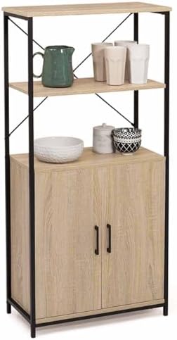 IDMarket - Buffet Haut 2 Portes H. 125 cm Detroit avec étagères D...