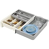 【Einstellbare Aufbewahrungsbox für Geschirr】: Die Aufbewahrungsbox für Geschirr ist mit mehreren Fächern ausgestattet, die Platz sparen und gleichzeitig mehrere Gegenstände aufnehmen können. Es kann von 9 Zoll breit auf 16 Zoll breit erweitert werden. Sie können die Aufbewahrungsbox für die Schublade anpassen. Maximieren Sie den verfügbaren Speicherplatz in der Schublade. Sie können alle gespeicherten Inhalte auf einen Blick sehen