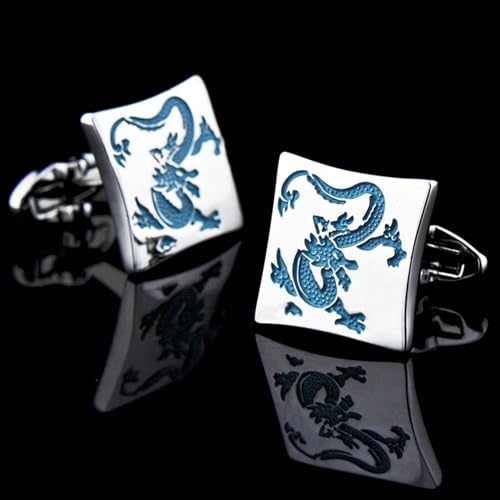 Gemelos de dragón azul de diseño retro para eventos y trajes de gala 3