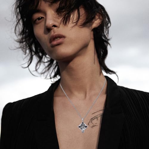 Hagkew Archangel Raphael Cross Necklace 925 Sterling Silver Saint Raphael the Archangel Pendant Necklaces Christian Amulet Patron Saint Jewelry for Men Women by Hagkew - Used condition - Image 3