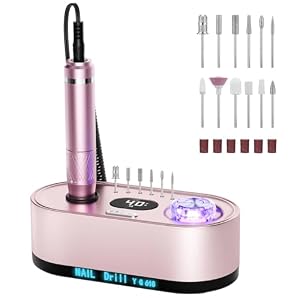 JOSGLOI 40000RPM Electric Nail File Drill Professional Kit, Drill Machine with LCD Display, Manicure Pedicure Polishing Acrylic Gel Nail Grinder for Salon, Home Use