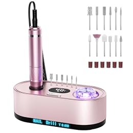 JOSGLOI 40000RPM Electric Nail File Drill Professional Kit, Drill Machine with LCD Display, Manicure Pedicure Polishing Acrylic Gel Nail Grinder for Salon, Home Use