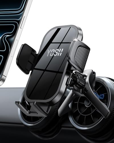 YOSH Handyhalterung Auto für Audi A1/A3/Q2, Mercedes, Mini Cooper 2013‑2024 | Upgrade-Dreieckshaken 2.0 Upgrade für audi a1 handyhalterung runde lüftung, für iPhone Samsung Pixel B