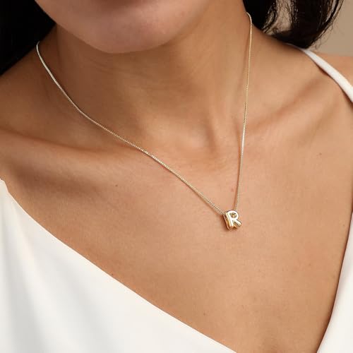 Image of Personalized Bubble Letter Initial Necklace, 14K Gold Plated, Dainty Pendant for Women, Trendy Gold Jewelry
