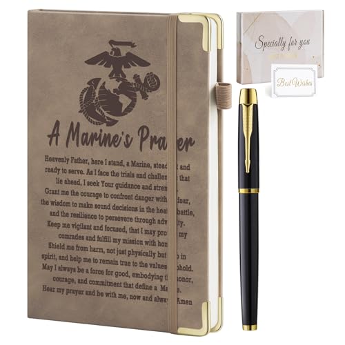 Carnet de notes en cuir A5 Marine Gifts 200 pages lignées avec stylo