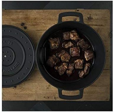 Miniatura 2 de Combekk RAILWAY - Horno holandés de hierro fundido esmaltado reciclado de 4.25 cuartos de galón con termómetro, negro, 9.5 pulgadas