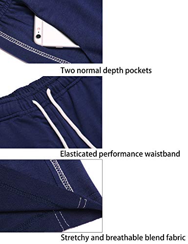 URRU Men's Gym Workout Boxing Shorts Running Short Pants Fitted Training Bodybuilding Jogger Short Navy Blue Small