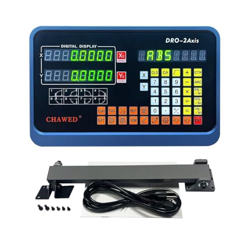 DRO Digital Readout 2 Axis Screen DRO Readout Display Linear Scale for Bridgeport/Knee Mill Milling Machine Lathe Machine Tools (DRO-2Axis)