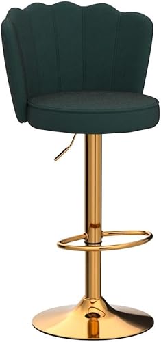 Miniatura 12 de Taburetes de bar giratorios con altura de barra, juego de 4 sillas tapizadas ajustables de terciopelo con respaldo/base dorada para isla de cocina,