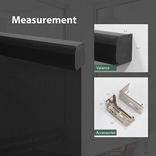 Yoolax Motorized Solar Shade Romote Control Light Filtering Roller Blinds Transparent Sight Auto Window Blinds (Black) #TOP4