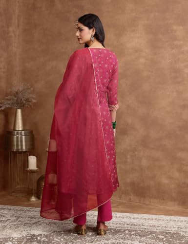 Image of Amazon Brand - Myx Women's Layered Kurta Set with Dupatta | Salwar Suit Set (Available in Plus Sizes)