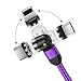Produktbild Magnetisches Ladekabel 3-in-1-Magnet-USB-Kabel 360 ° + 180 ° drehbares Ladekabel 2,4A 1M/2M/3M Nylon-geflochtenes Magnetkabel Kompatibel mit Micro-USB,Typ C/USB C,Phone,Smartphone Tablette Geräten
