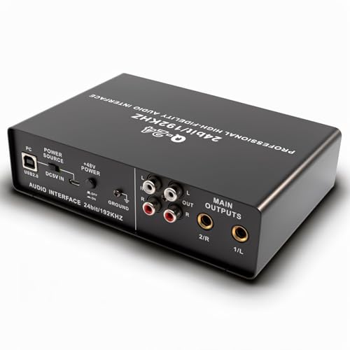 Externe Soundkarte USB Hochauflösend 24Bit/192khz, USB Soundkarte Extern für PC, Sound Card External with Input TRS/Output, Mobiler Audiomixer Sound Soundkarte USB for Streaming