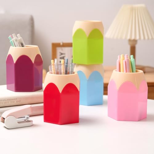 Pot à crayons 5pcs en plastique en forme de crayon pour bureau
