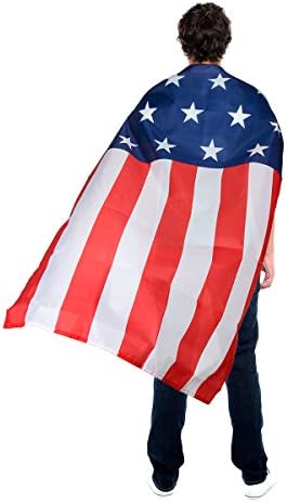 AMNPOLEN American Flag Costume Cape USA Patriotic Flag Cloak for Adult Men Women Child