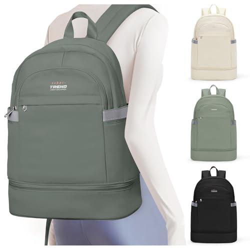 Image of coofay Gym Backpack for Women Men, Sports Backpack with Shoe Compartment | Large Gym Bag with Wet Pocket, Cheer Bag, Lightweight Travel Backpack for Dance, Volleyball, Water-Resistant, Olive Green