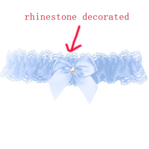 Image of Blue Garters for Bride Wedding Garter Set for Bride Bridal Garter Leg Thigh Blue