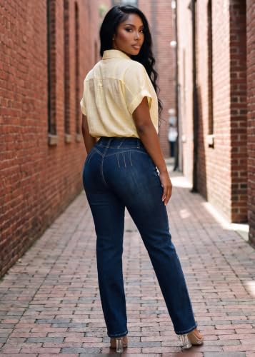 Image of Moda Xpress Women's Butt Lifting High Waisted Bootcut Jeans - Stretchy, Comfortable Flare Jeans in Junior Size Vintage Style