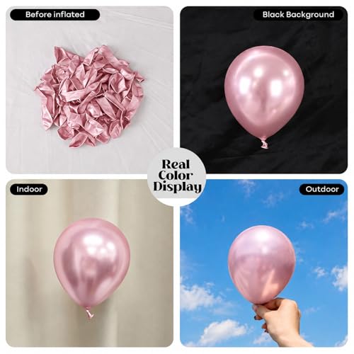 Image of Togvu Metallic Pink Balloons, 50Pack 5 Inch Small Mini Chrome Light Pink Latex Party Balloons for Birthday Bridal Baby Shower Gender Reveal Easter Party Decorations Supplies