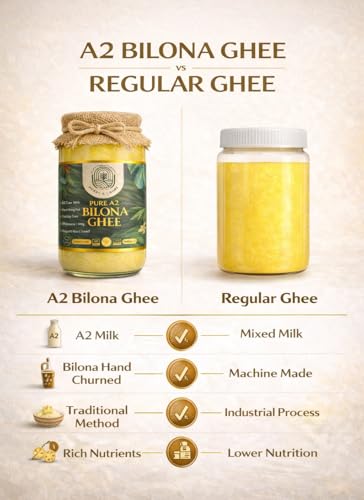Image of Herbs & Crops A2 Gir Cow Desi Ghee 500ML | Bilona Method | Curd-Churned & Cultured |Pure, Natural & Danedar| Lactose-Free,Gluten-Free | Grass-Fed | Lab Tested |Immunity Booster|Glass Jar-Pack of 1