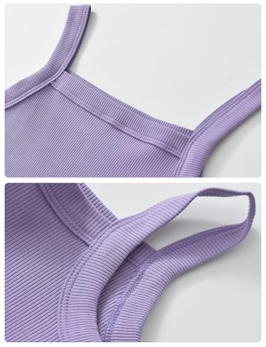 Image of Happy Cherry Girls Tank Tops Pack for 2 Toddler Spaghetti Strap Ribbed Knit Undershirts Kids Cotton Basic Camisole 3-14Y