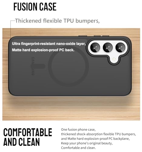 Guarishel Magnetic for Samsung Galaxy S25-FE Case: Military-Grade Shockproof Translucent Matte Cover with Screen Protector, Anti-Fingerprint & Reinforced Bumpers - Onyx Black by Guarishel - Used condition - Image 3