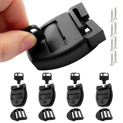 ZOMOFEW 4 Sets Spa Hot Tub Cover Clips Latch Replacement Kit Hot Tub Cover Latches Clip Lock for Cover Straps with Keys Hardware Accessories for Spa Cover Straps (Black)