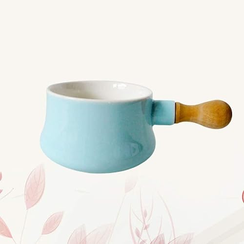 Miniatura 3 de qiuqiu Olla de leche esmaltada con mango de madera antiadherente de cerámica mini olla calentador de mantequilla sartén vaporera para sopa,
