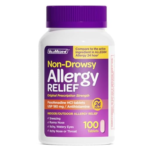 ValuMeds 24-Hour Allergy Medicine (100-Count) Fexofenadine Hydrochloride Tablets | Non-Drowsy Antihistamine | Pollen, Hay Fever, Dry, Itchy Eyes, Allergies | Kids, Adults (Compare to Allegra Tablets)