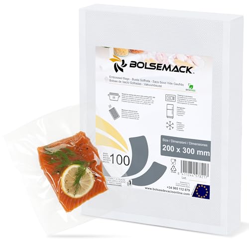 BOLSEMACK Sacchetti Sottovuoto Alimenti 20x30cm, 100 Buste