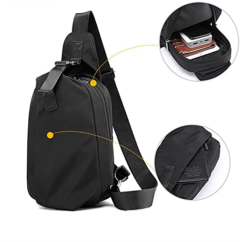 Bolso de hombro casual de tela Oxford impermeable con salida para auriculares en color sólido 6