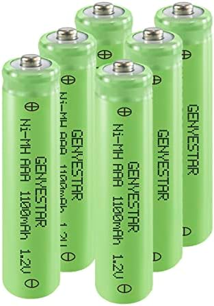 GENYESTAR Rechargeable AAA Batteries, 1.2V 1100mAh Ni-MH Pre-Charged Triple AAA Rechargeable Batteries, High Performance & Long Lasting -6 Pack
